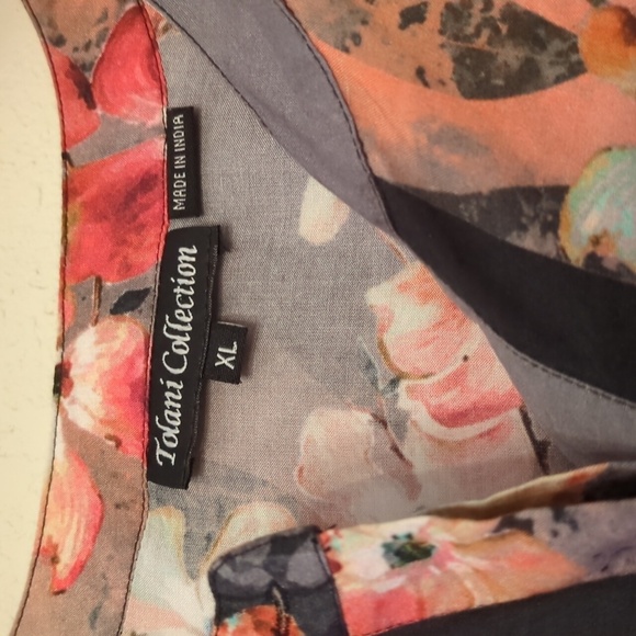 Tolani collection Adele button down Boho Floral patches Long Sleeve Blouse XL - Picture 8 of 10